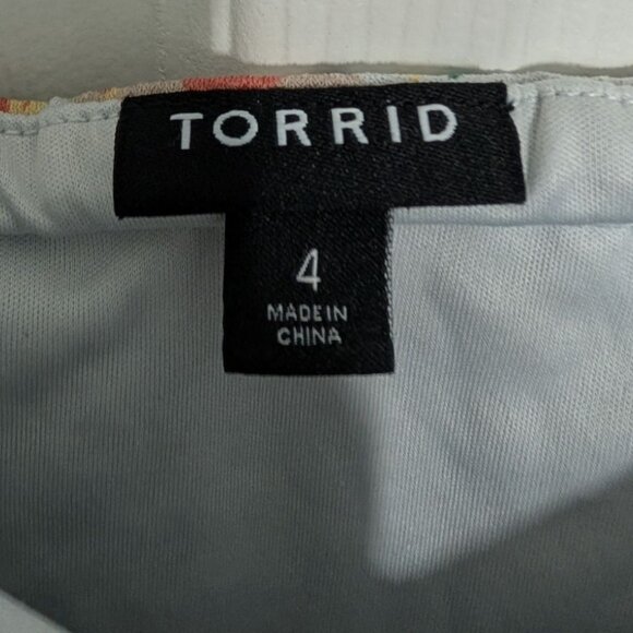 Torrid Floral Studio Skater Dress Womens Size 4X White Strappy Stretch Casual - Picture 5 of 10